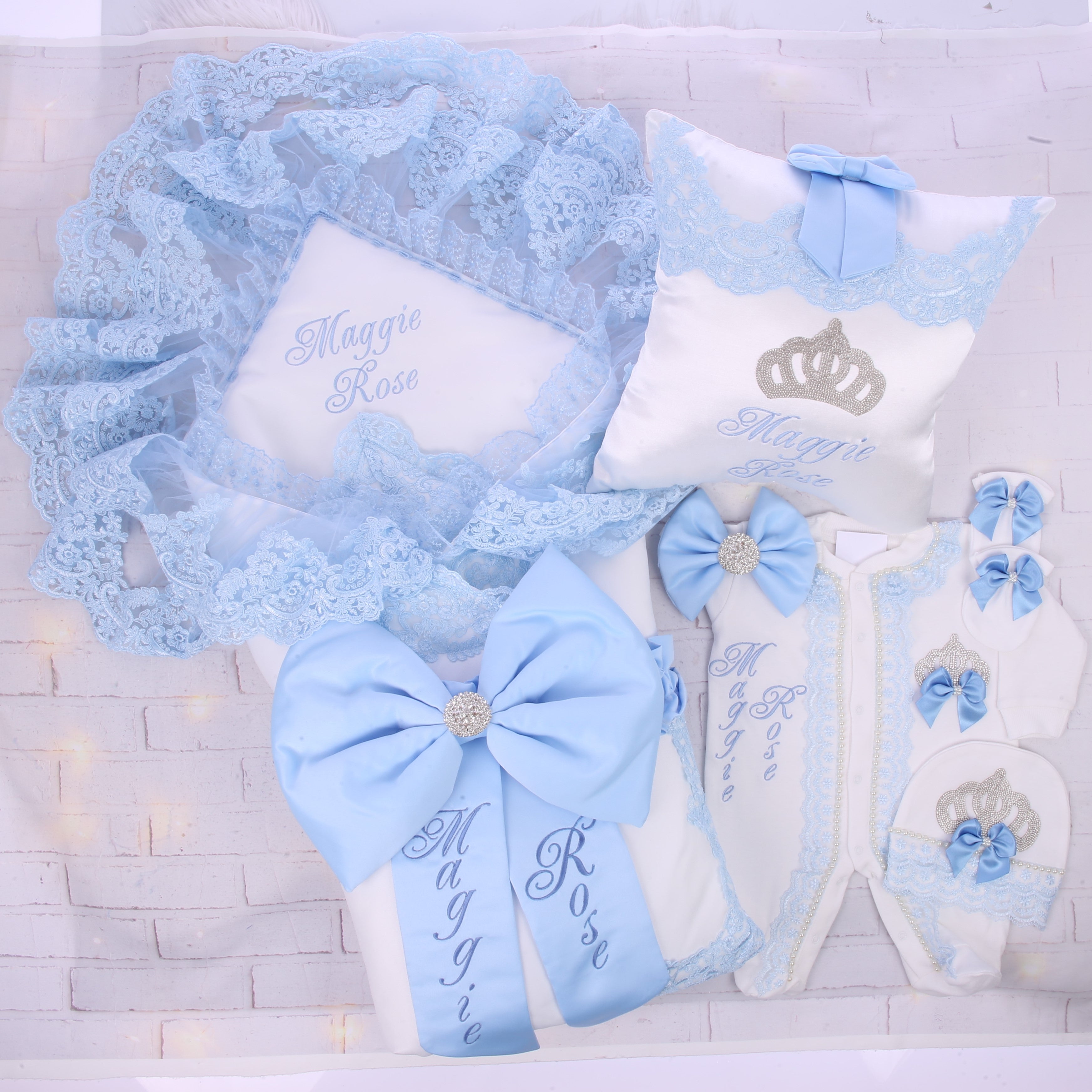 Swaddle Set with Matching Romper and Pillow