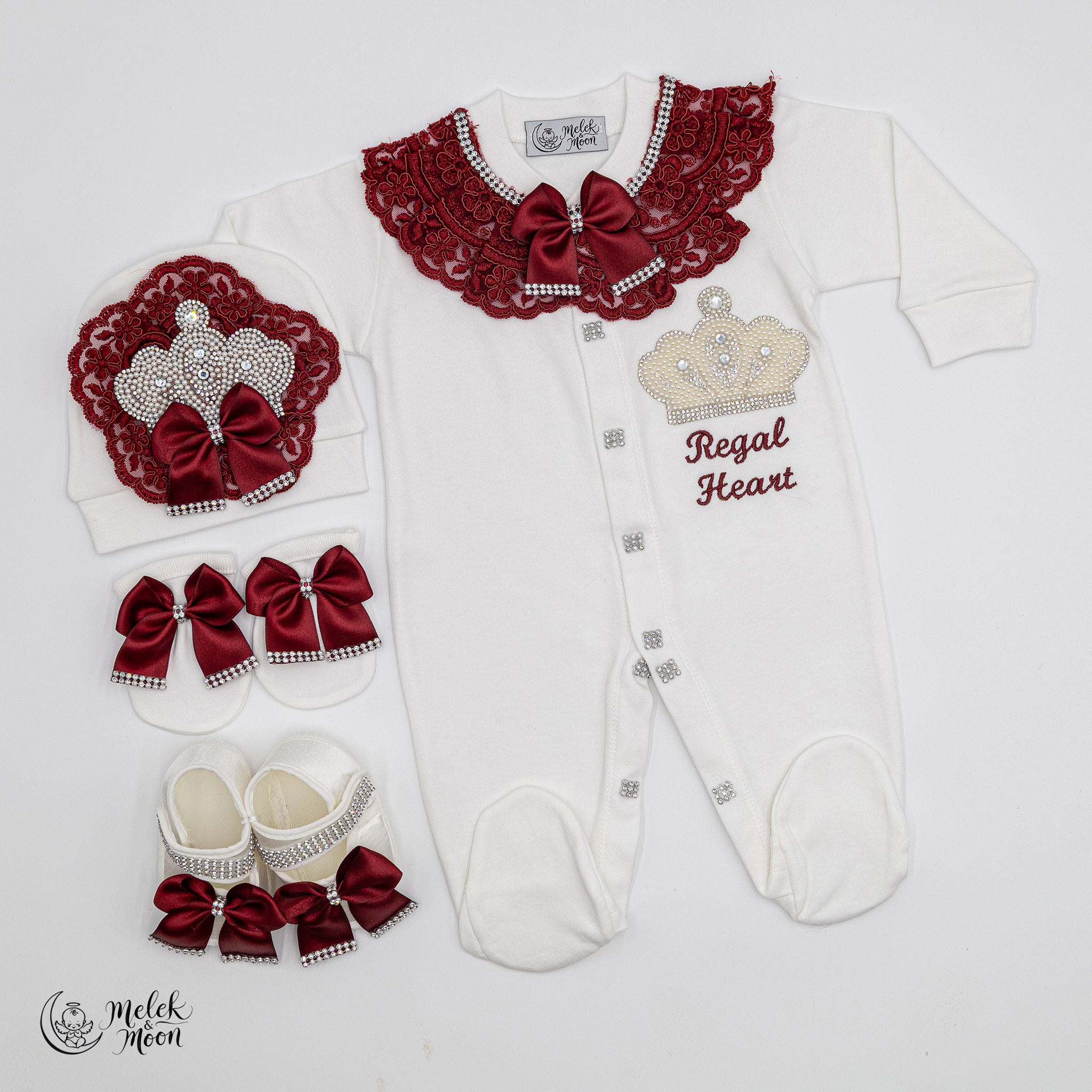 Burgundy Pearl Royale Heart Set