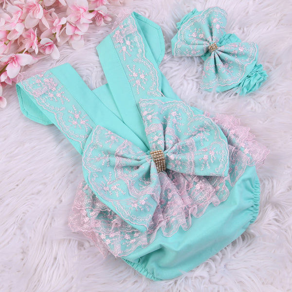Adorable conjunto de princesa turquesa