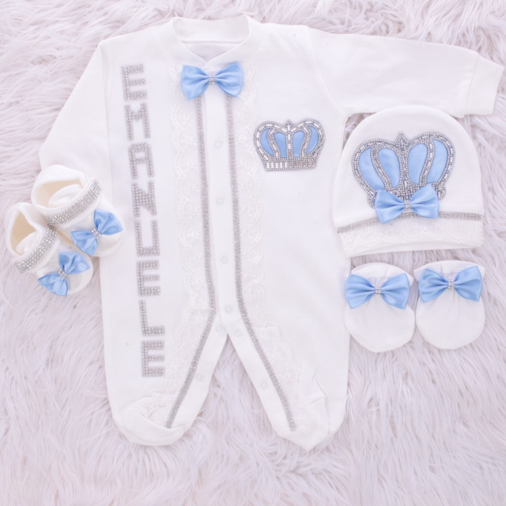 Ensemble bébé garçon bleu nuage blanc