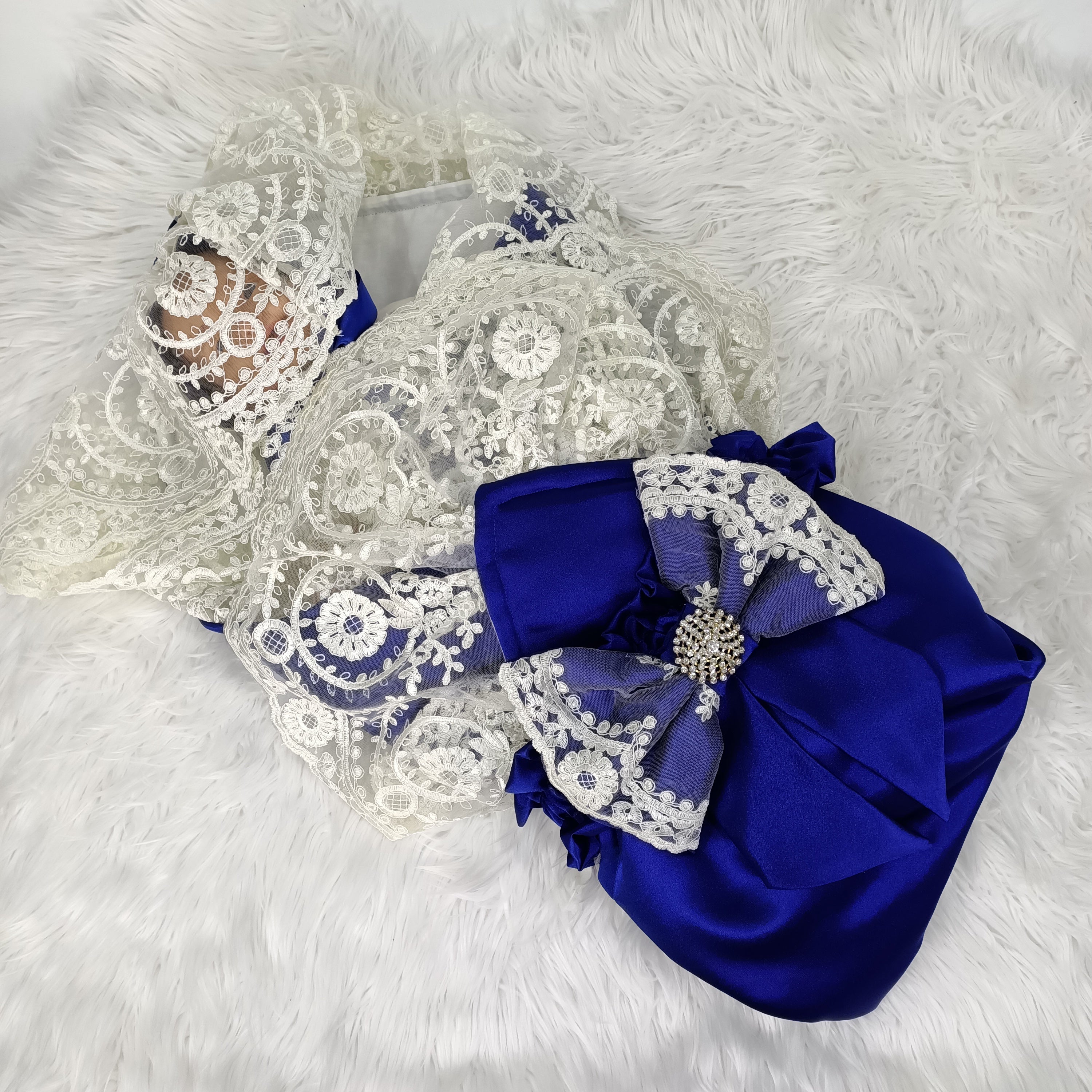 Blue Jewel Lace Swaddle