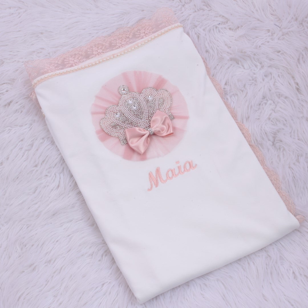 Pink Blossom Crown & Blanket Bundle