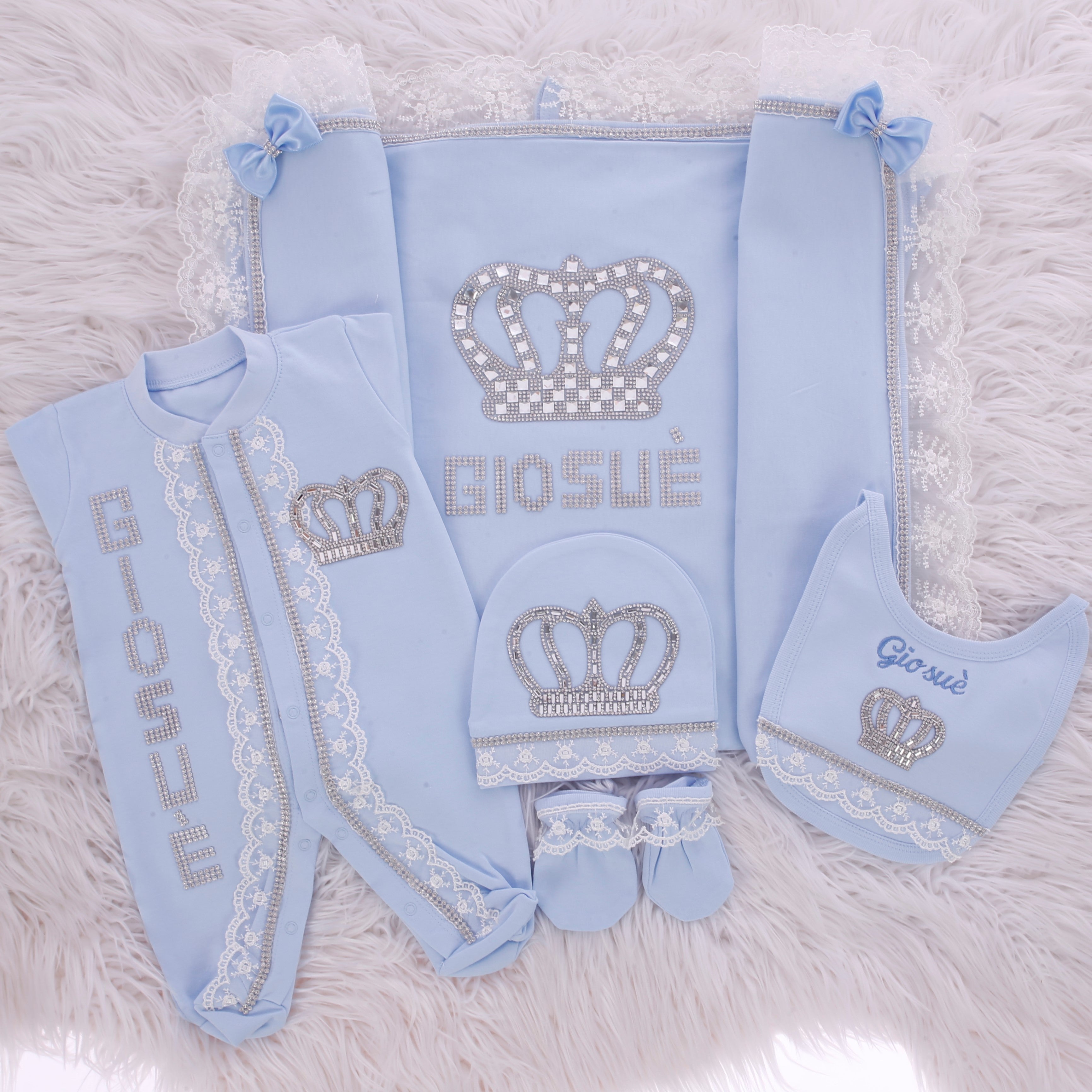 Conjunto Bliss azul real y blanco