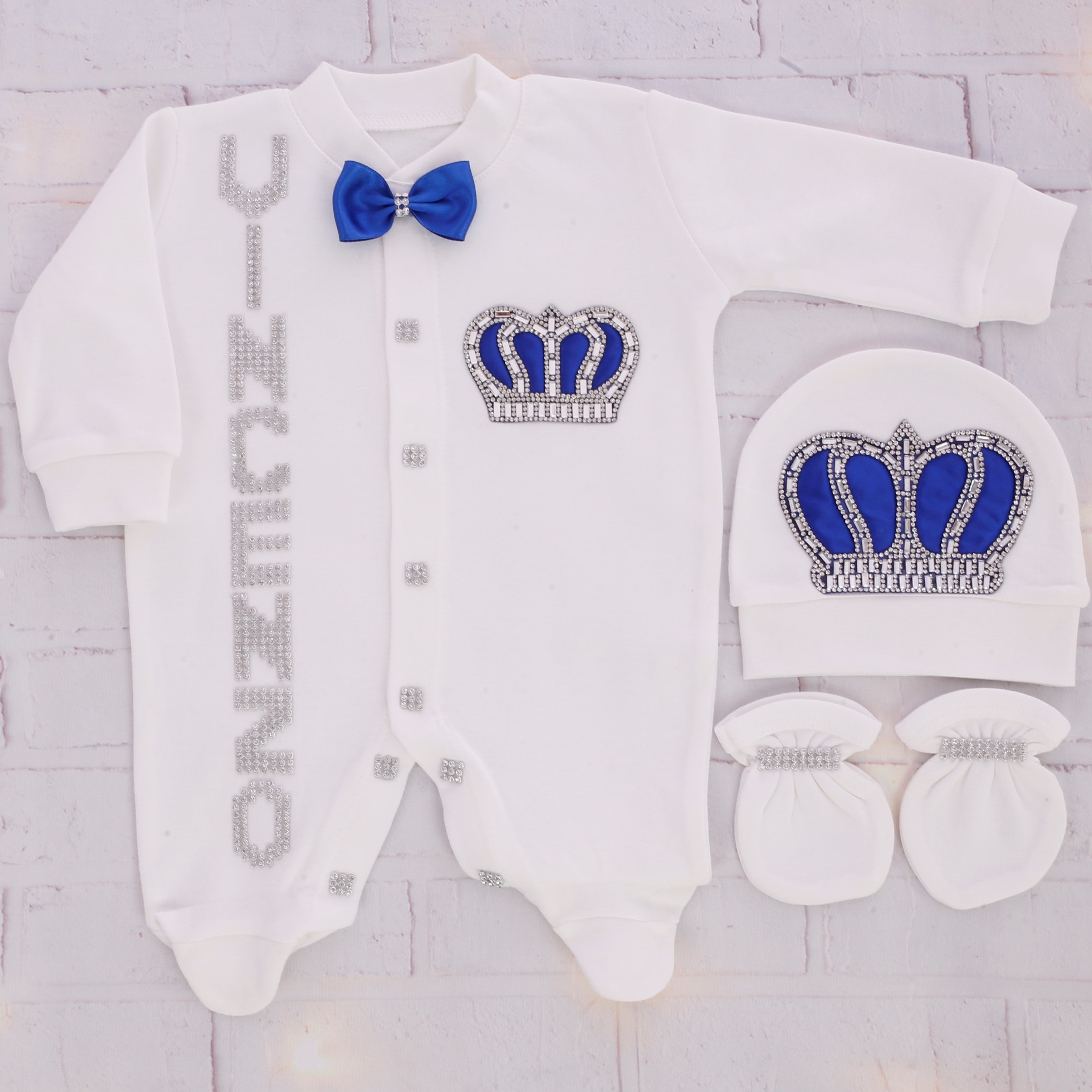 Conjunto de bebé niño con corona de lujo