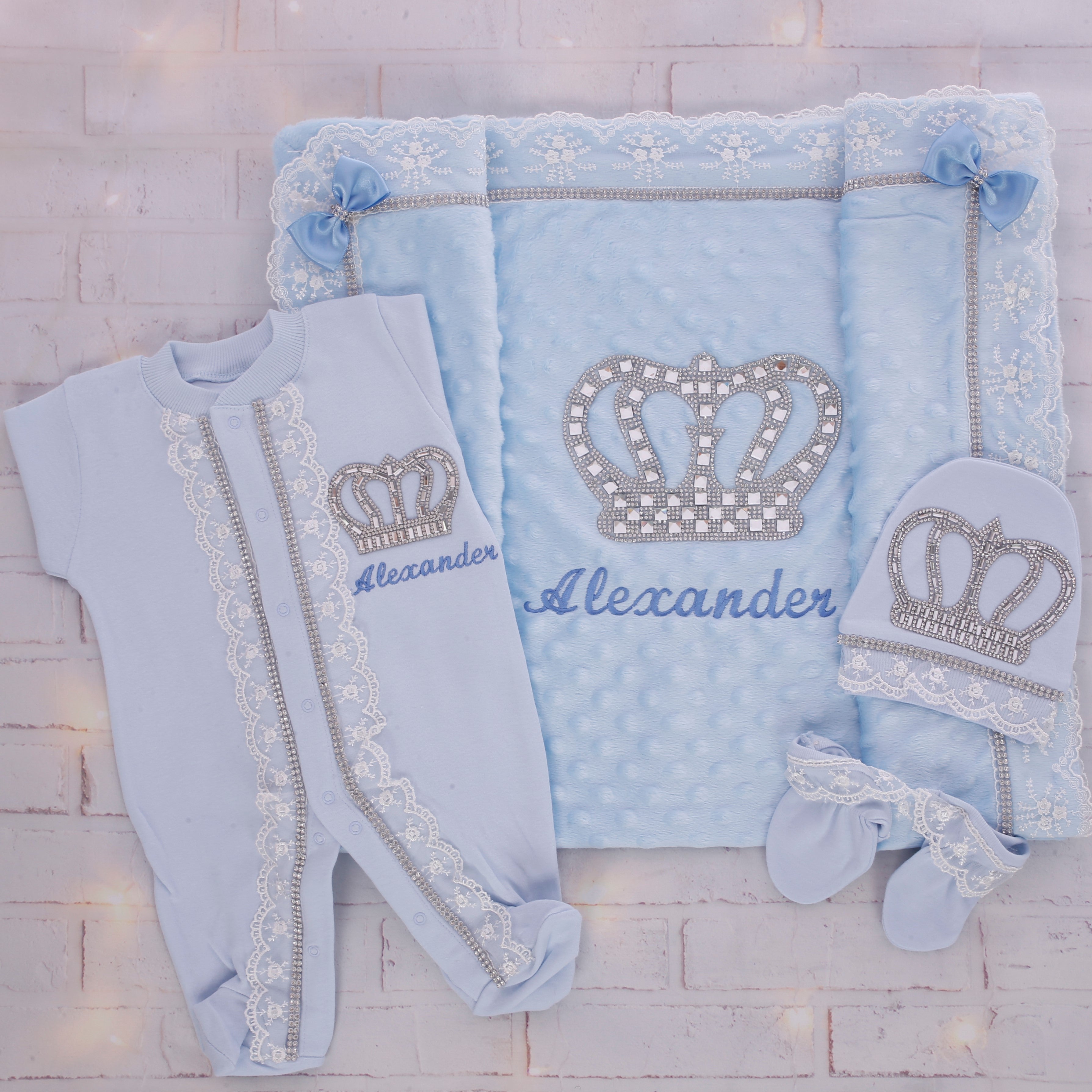 Crowned Sapphire Jewel Baby Set