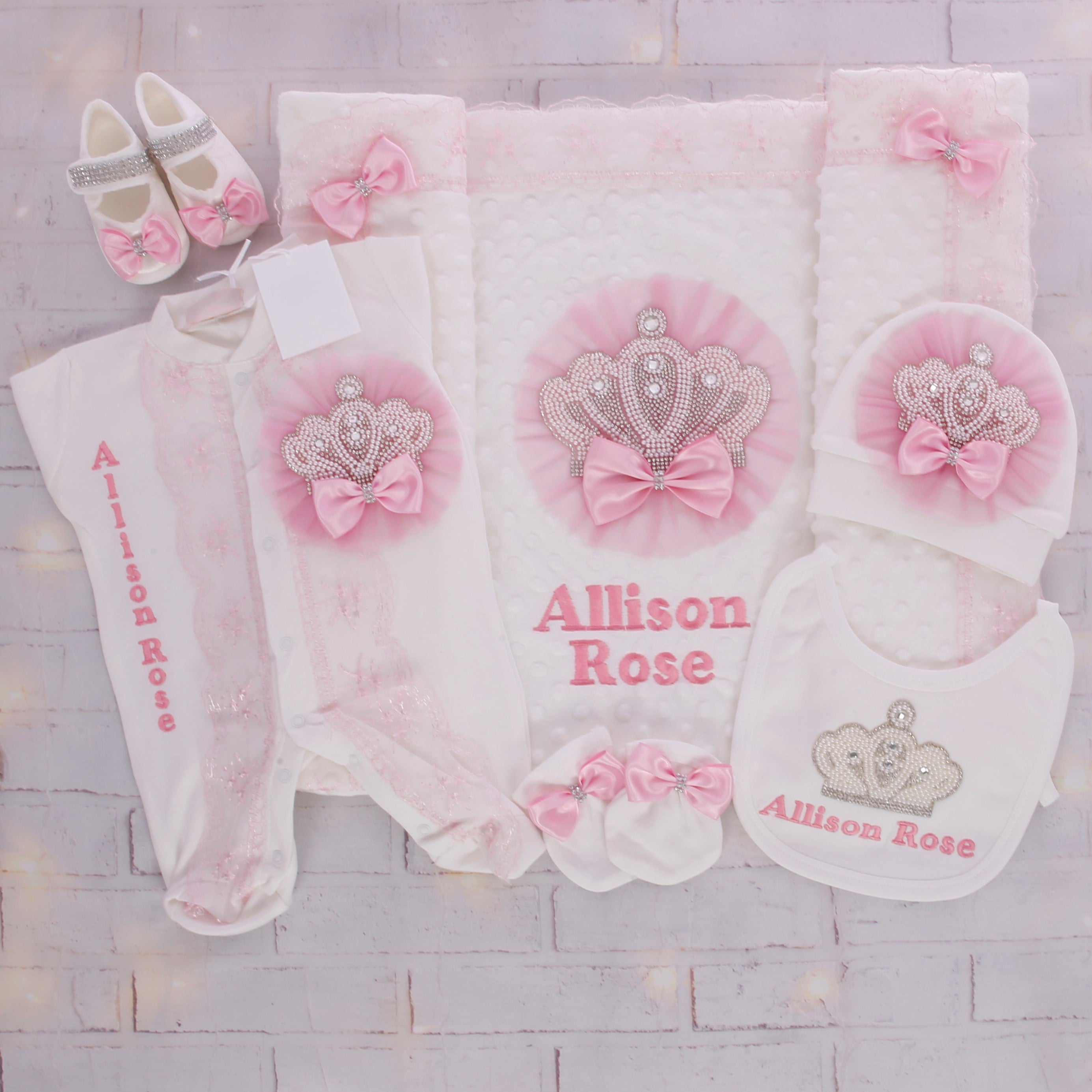 Ensemble royal d'ange rose et blanc