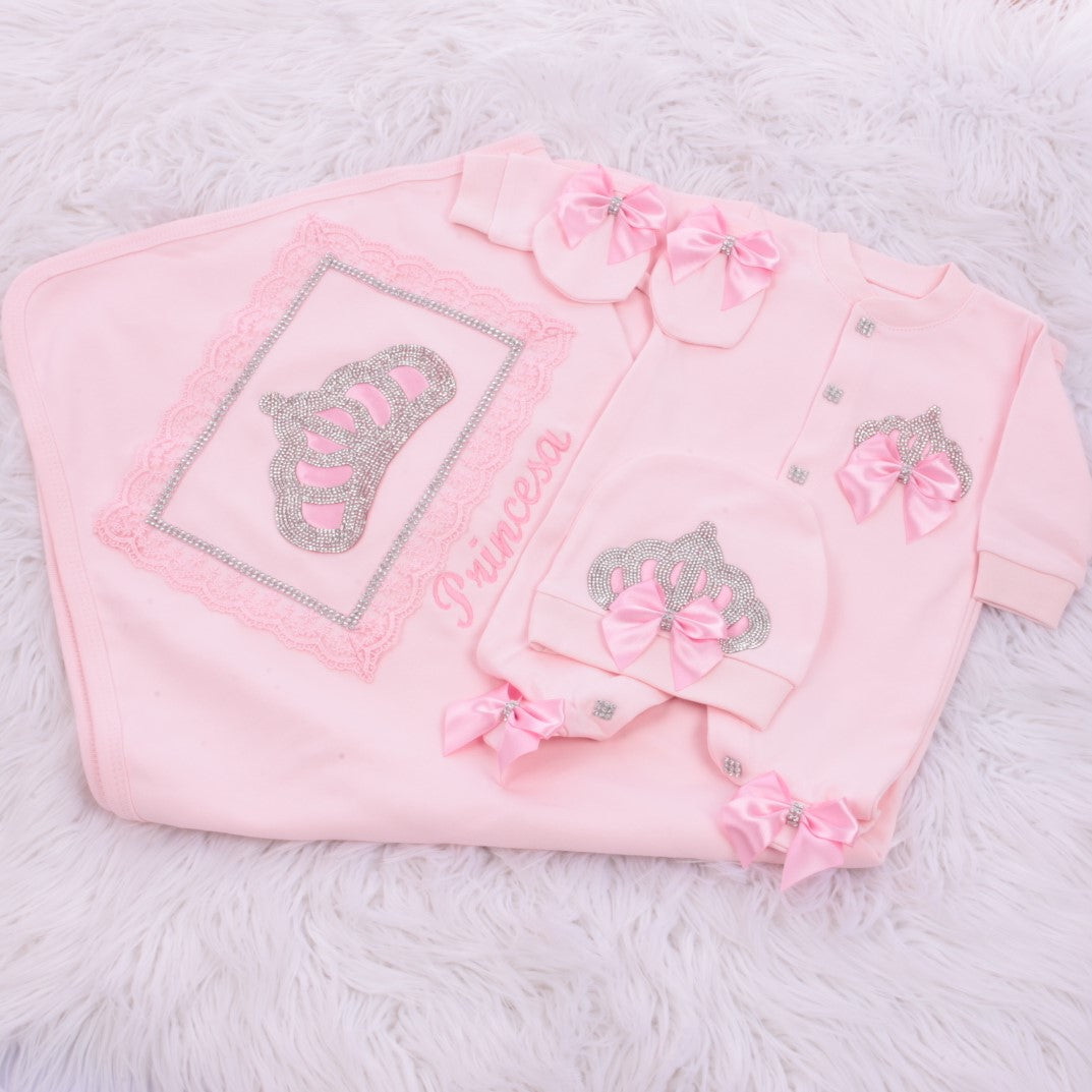 Ensemble de layette diadème princesse rose