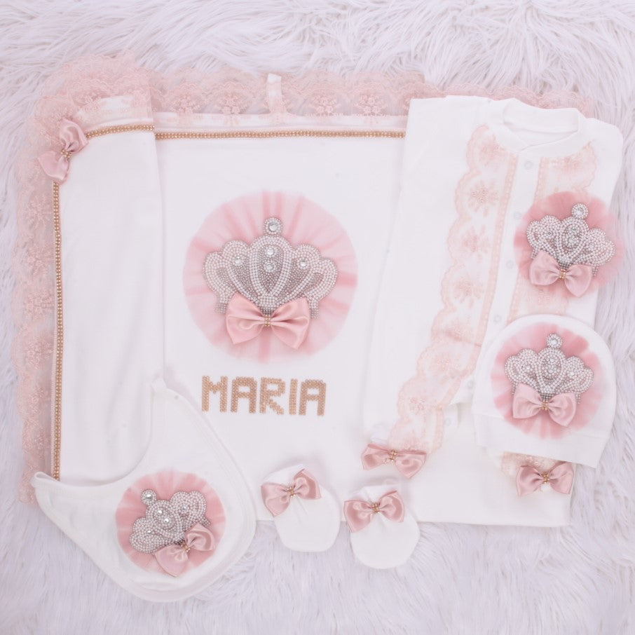 Ensemble bébé précieux blanc et rose