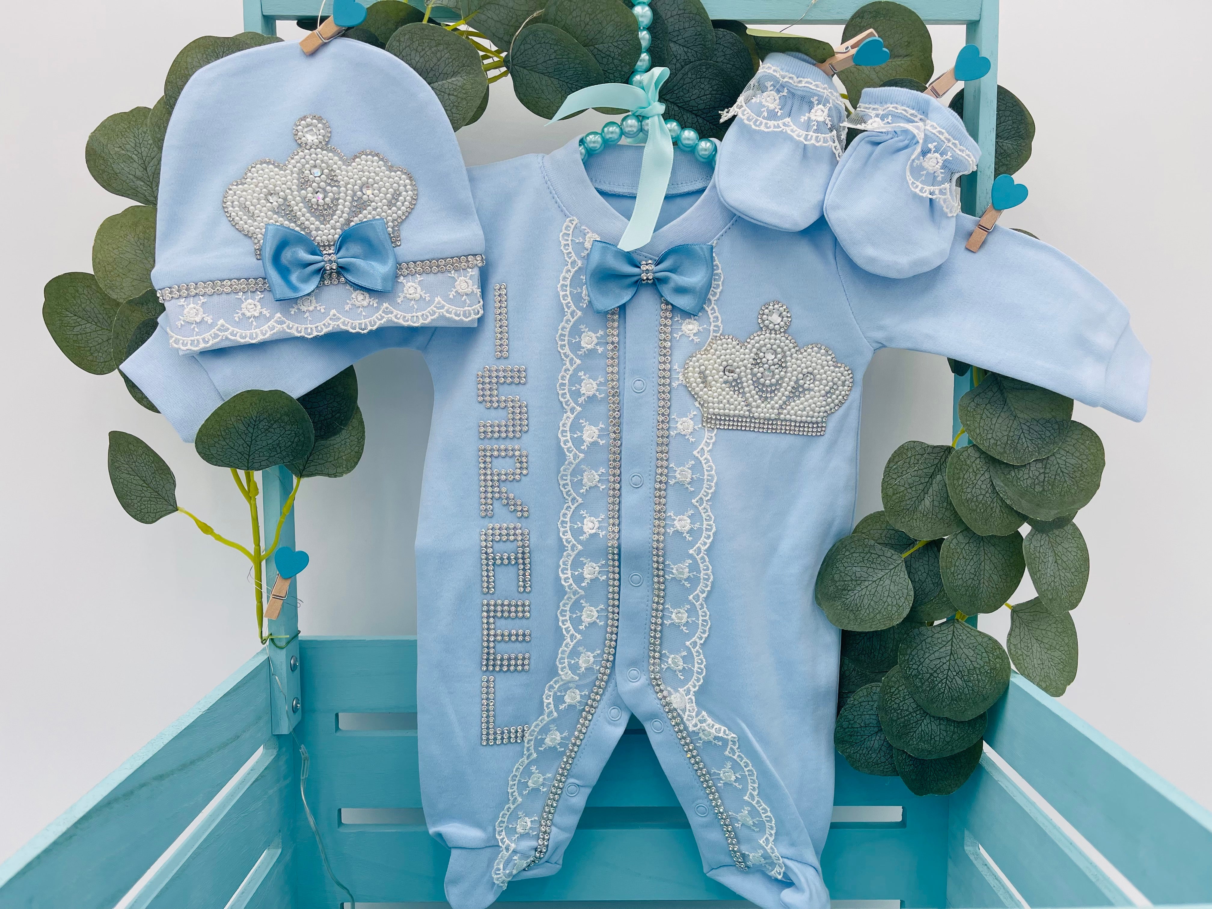 Azure Regalia Newborn Ensemble Set