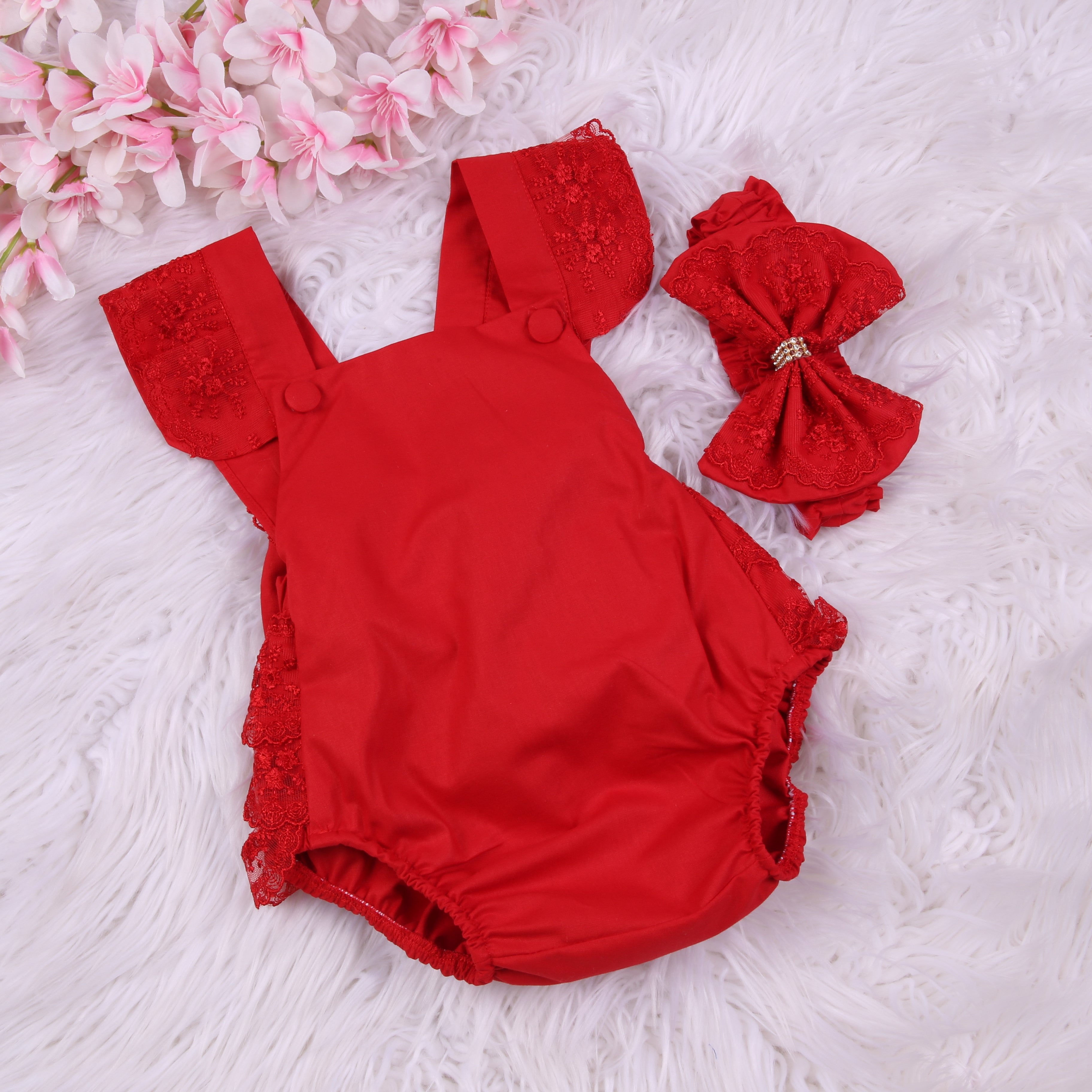 Crimson Blossom Lace Set