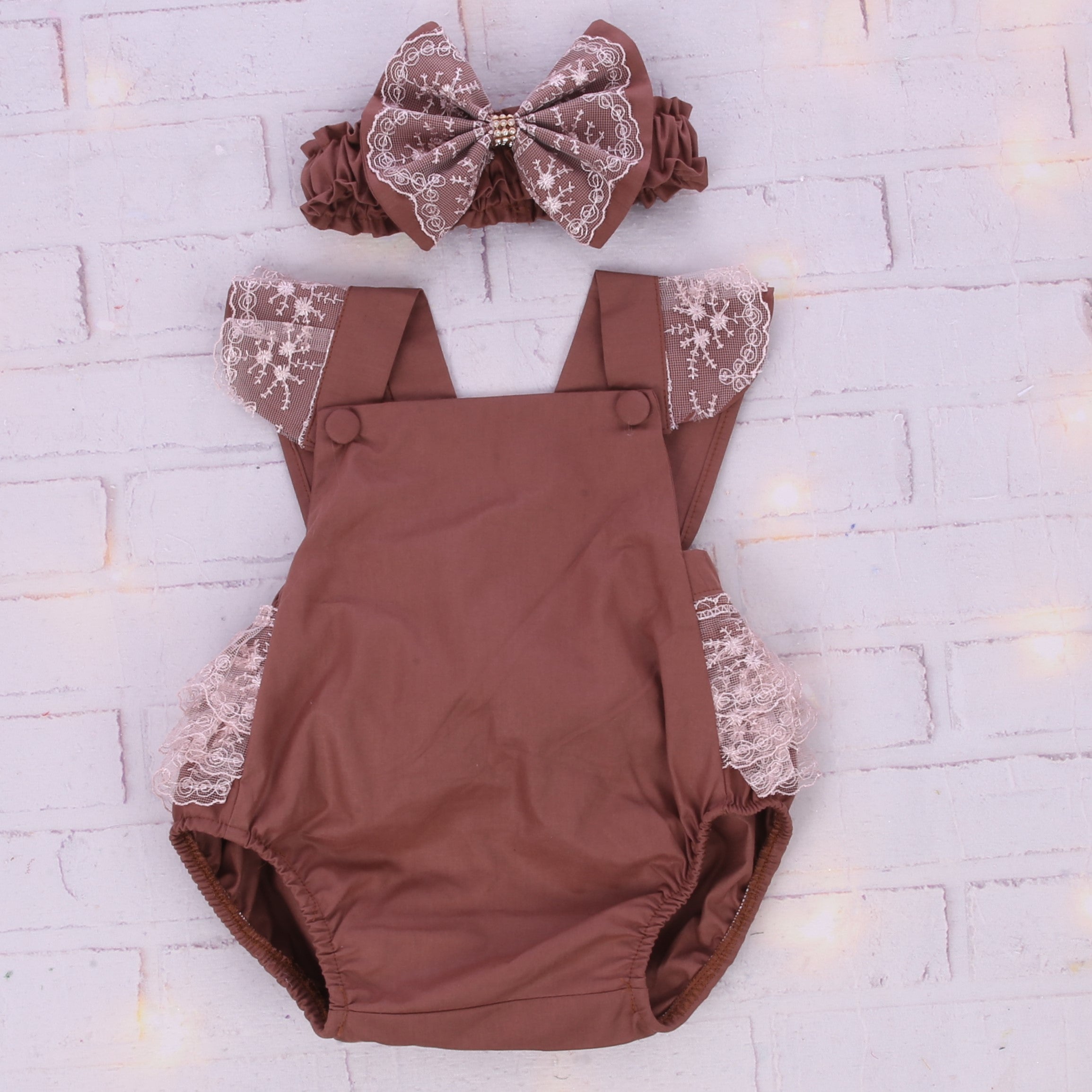 Chocolate Rose Princess Romper Set