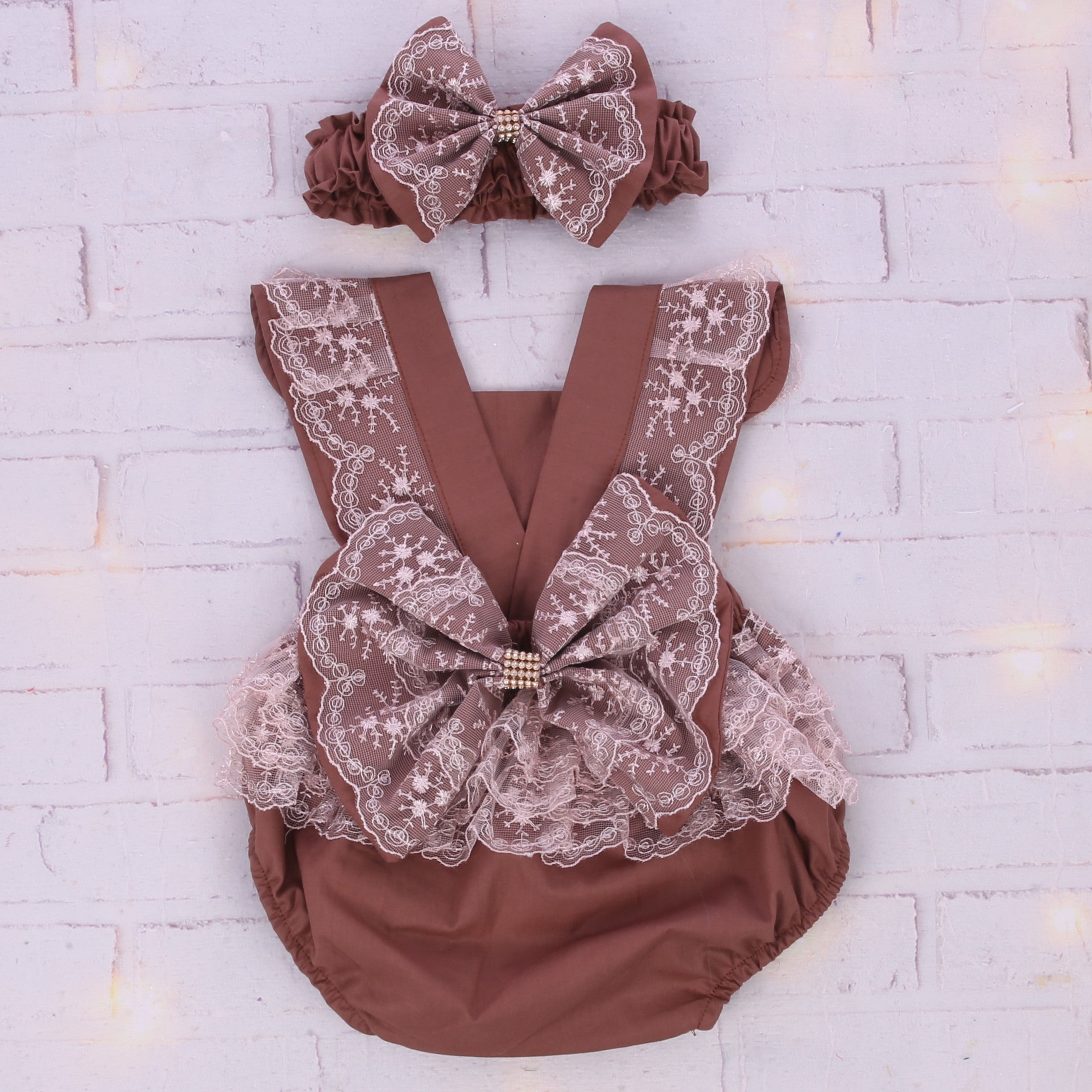 Chocolate Rose Princess Romper Set