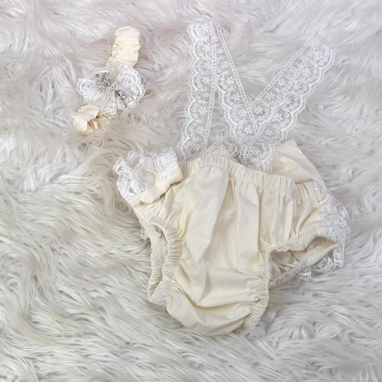 Delicate Angel Lace Romper Set