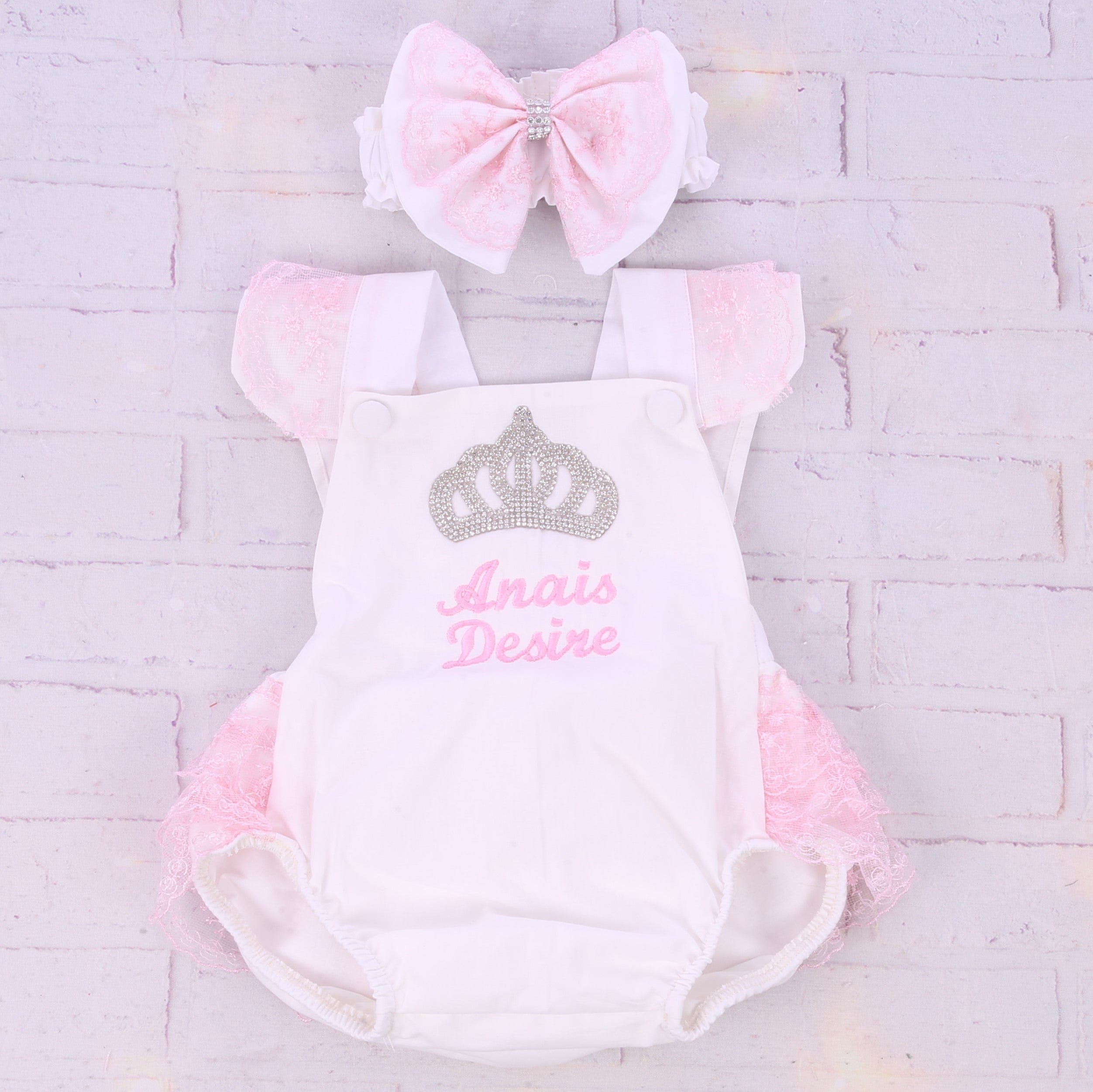 Pink Blossom Bow Romper Set