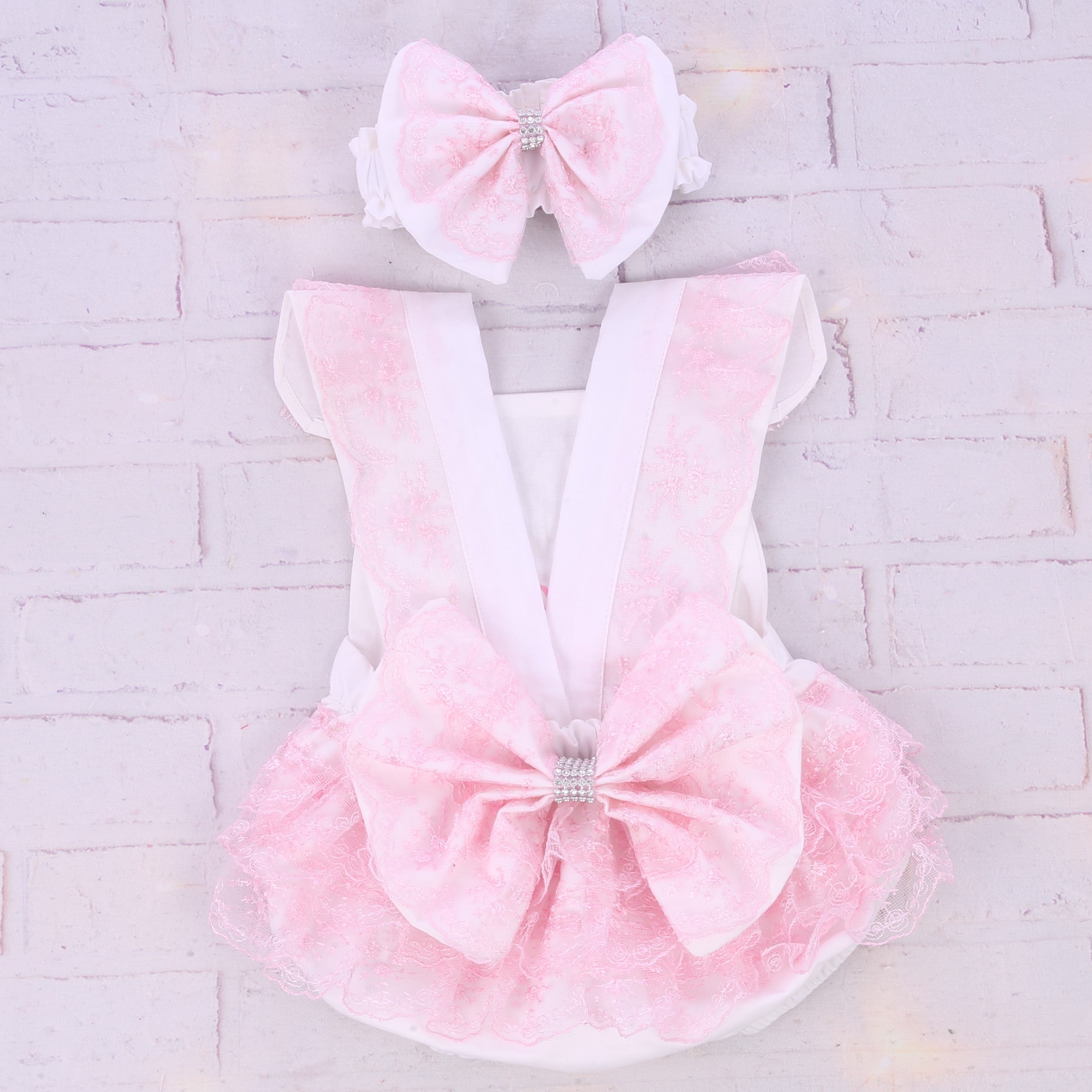 Pink Blossom Bow Romper Set