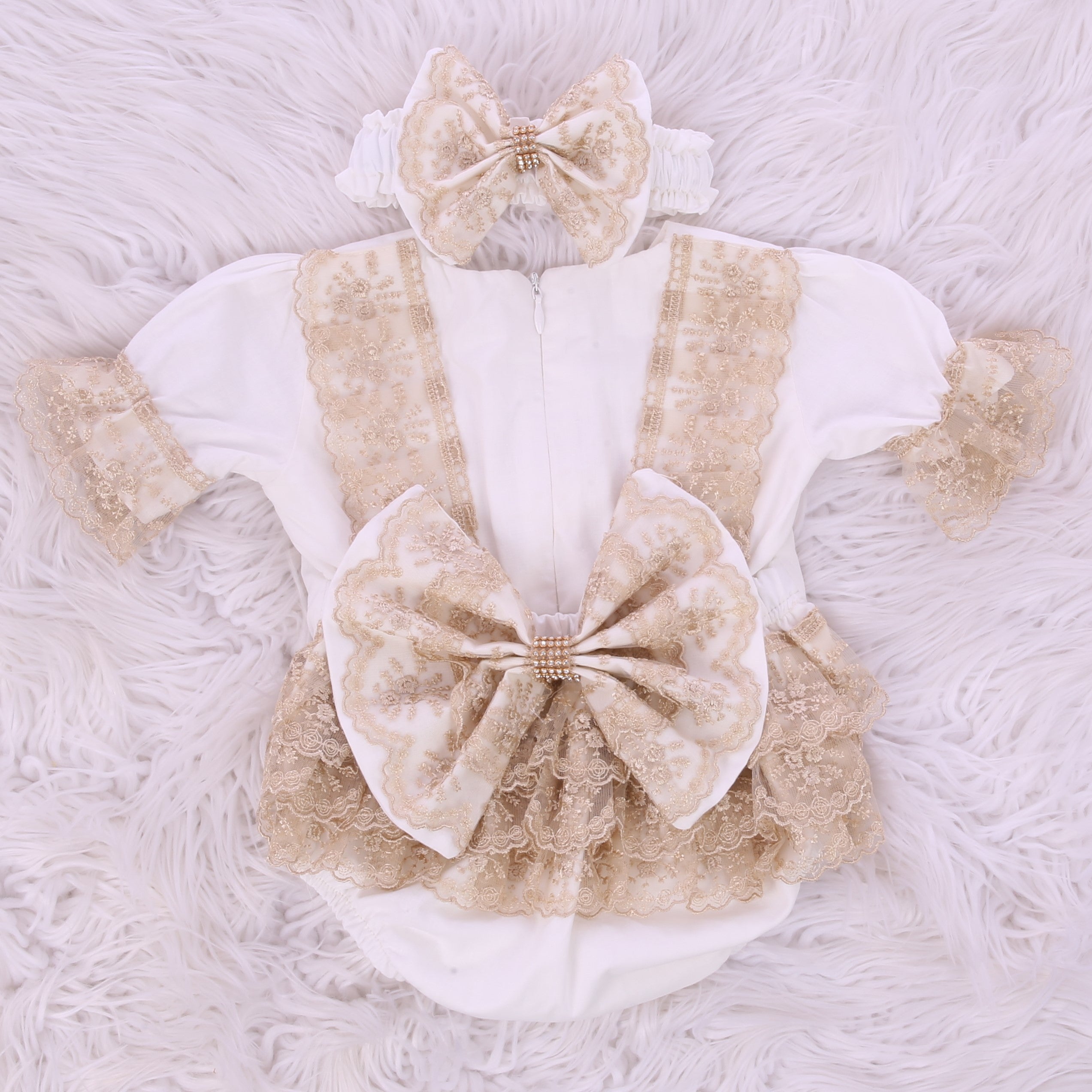 Golden Grace Lace Romper Set