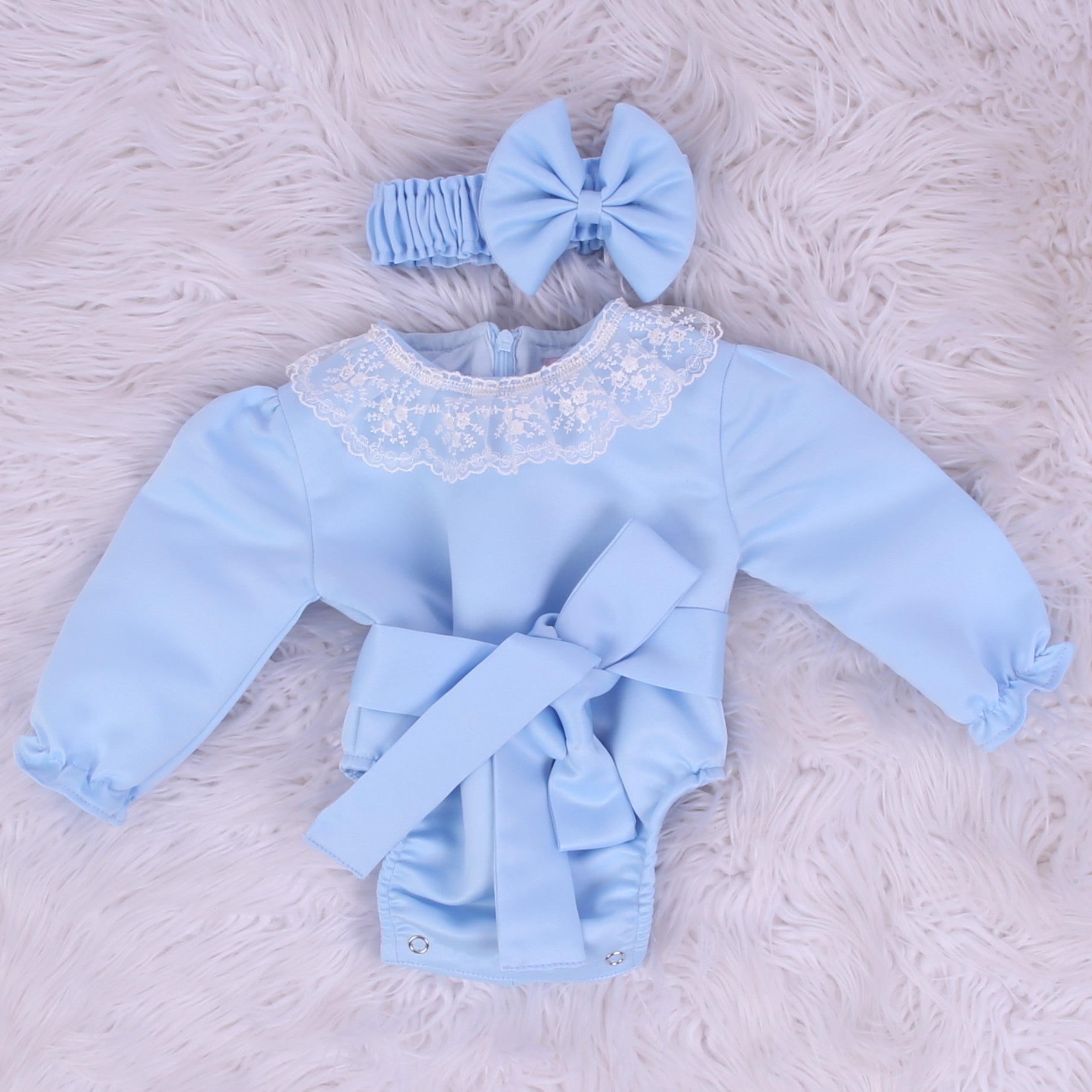 Azure Grace Bow Romper Set