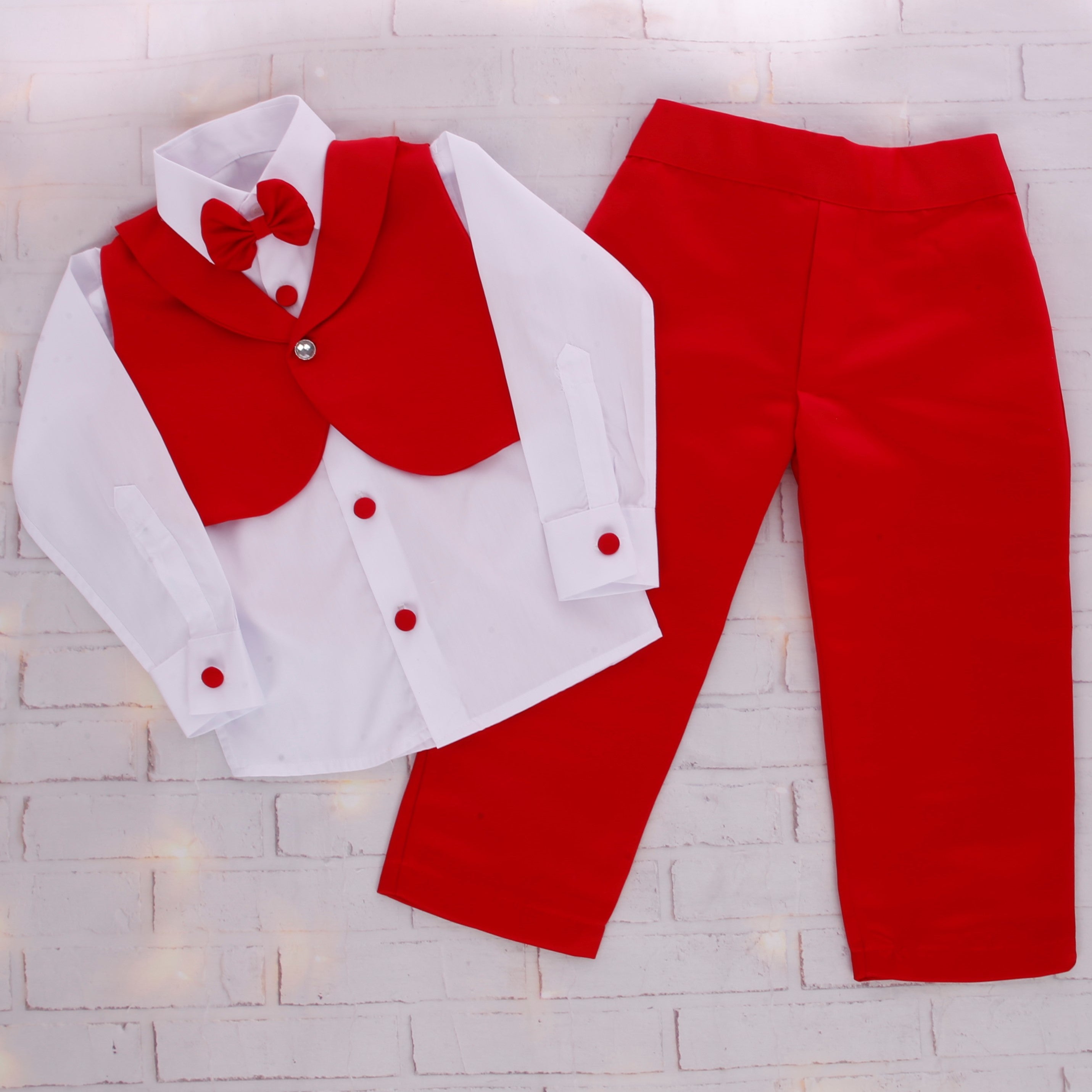 Red Regal Gentleman Baby Suit