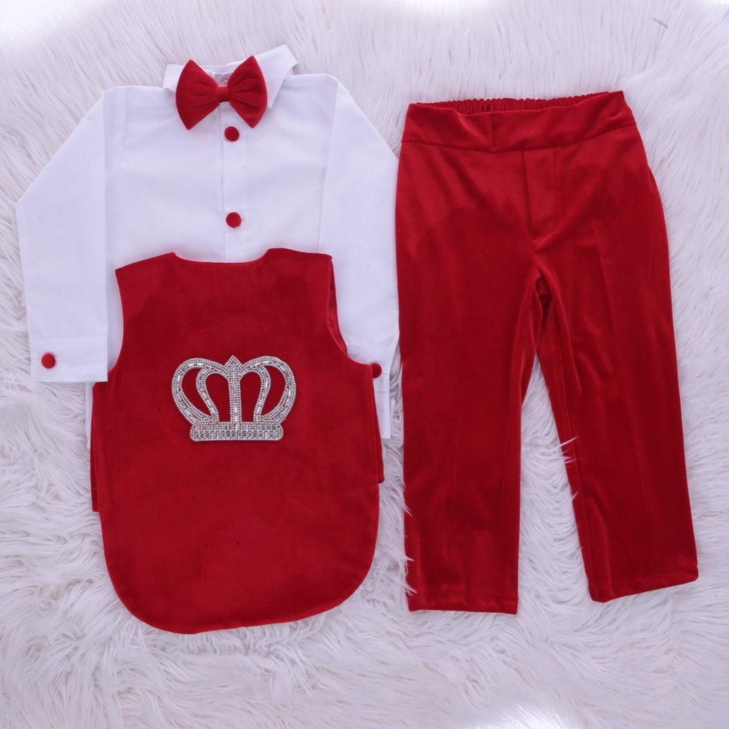 Red Regal Crowned Baby Attire