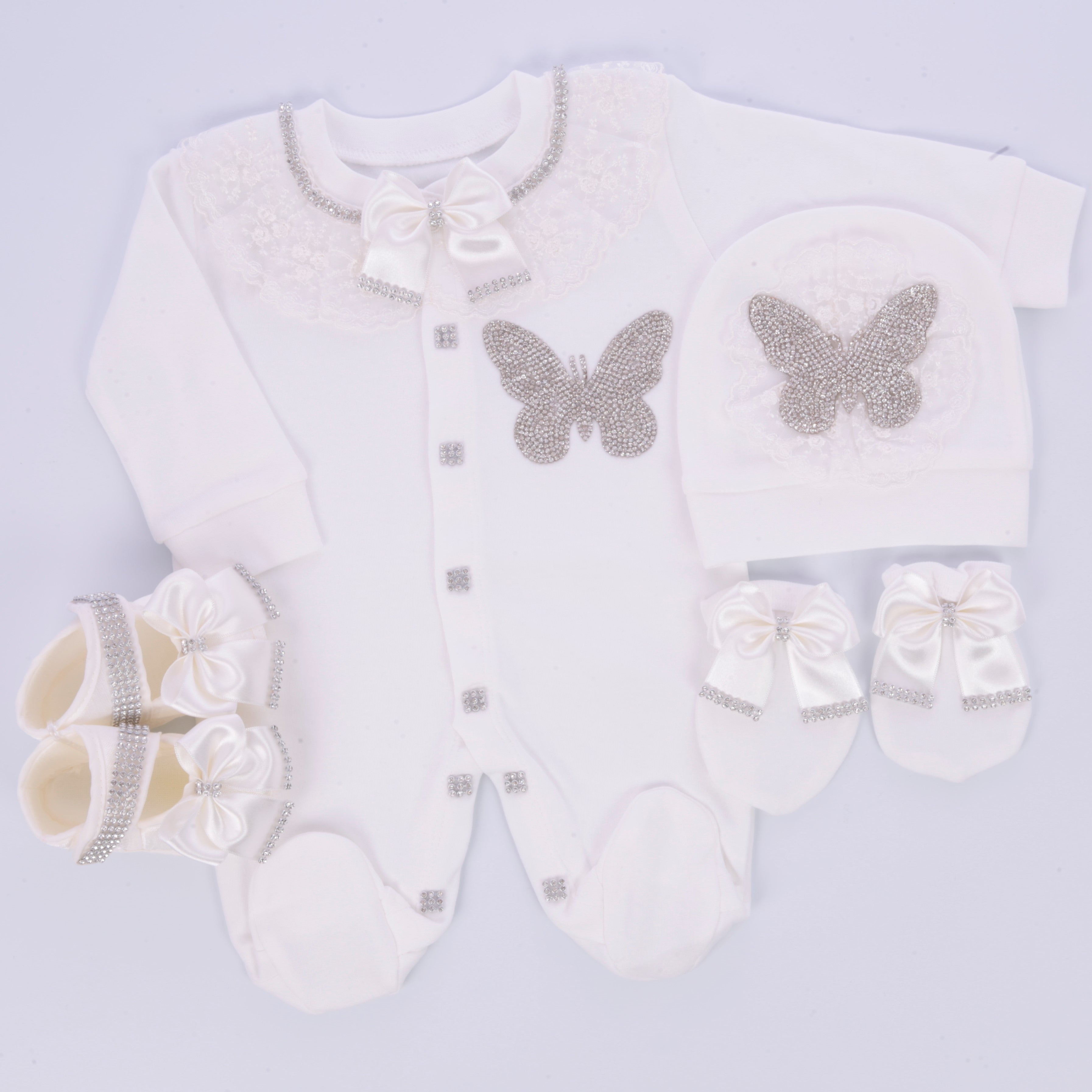 White Blossom Butterfly Set