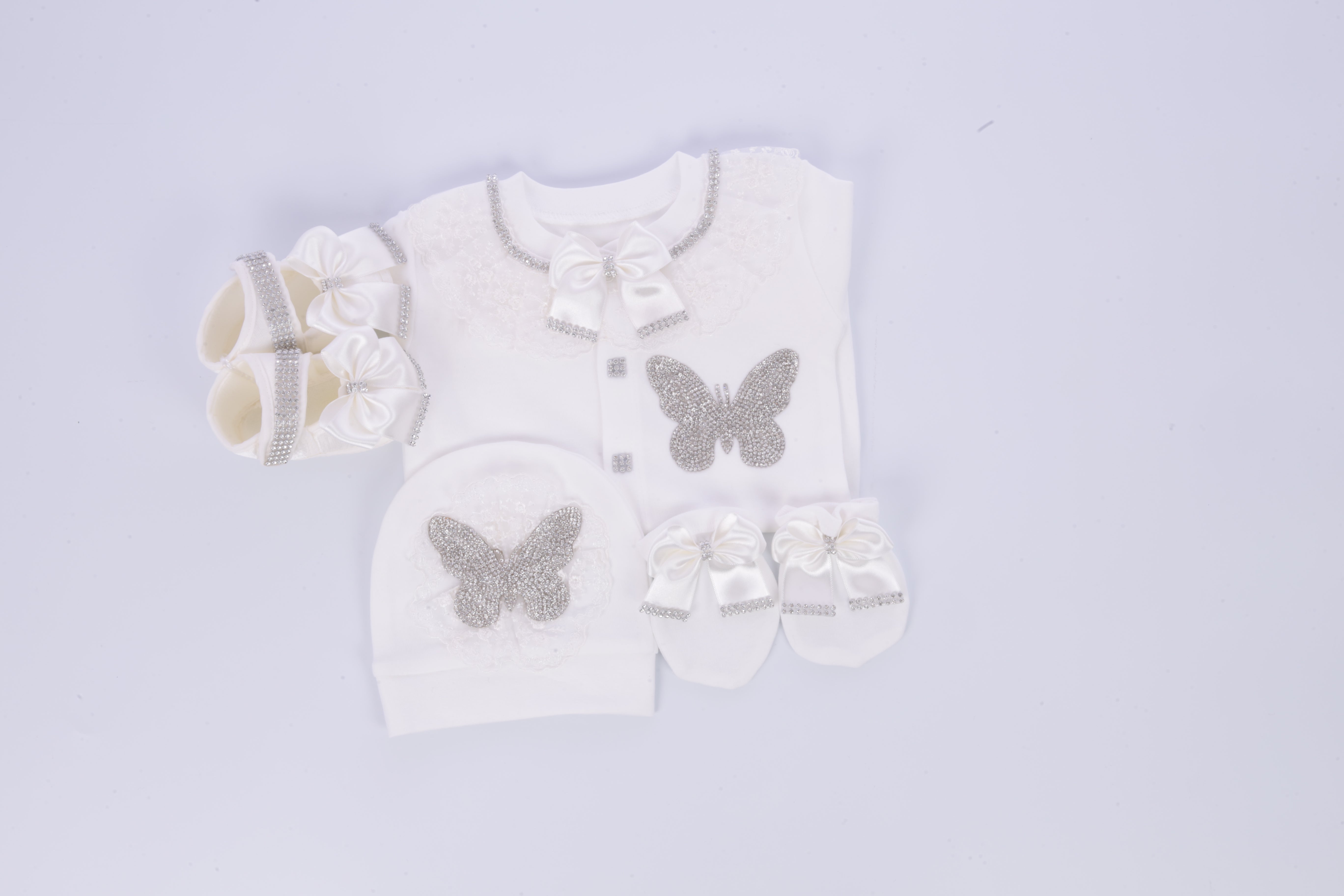 White Blossom Butterfly Set