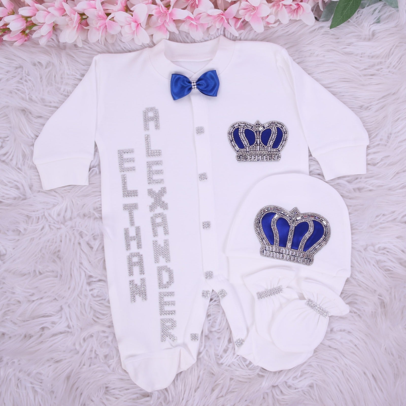 Conjunto de bebé niño con corona de lujo