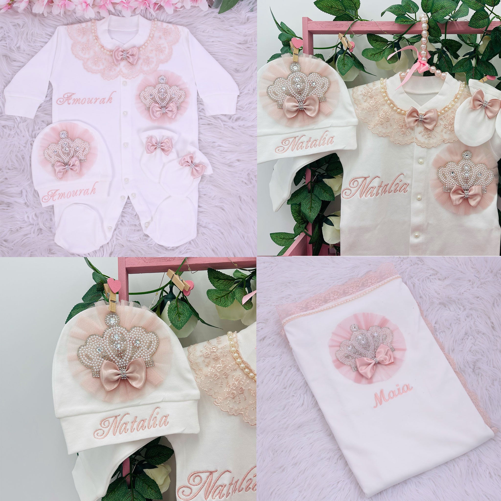 Pink Blossom Crown & Blanket Bundle